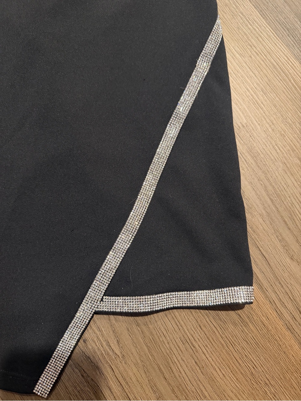 Planet Gold Black Bodycon Dress with Rhinestone Trim - Picture 2 of 3